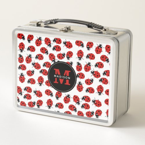 Cute Red Ladybug Pattern Metal Lunch Box