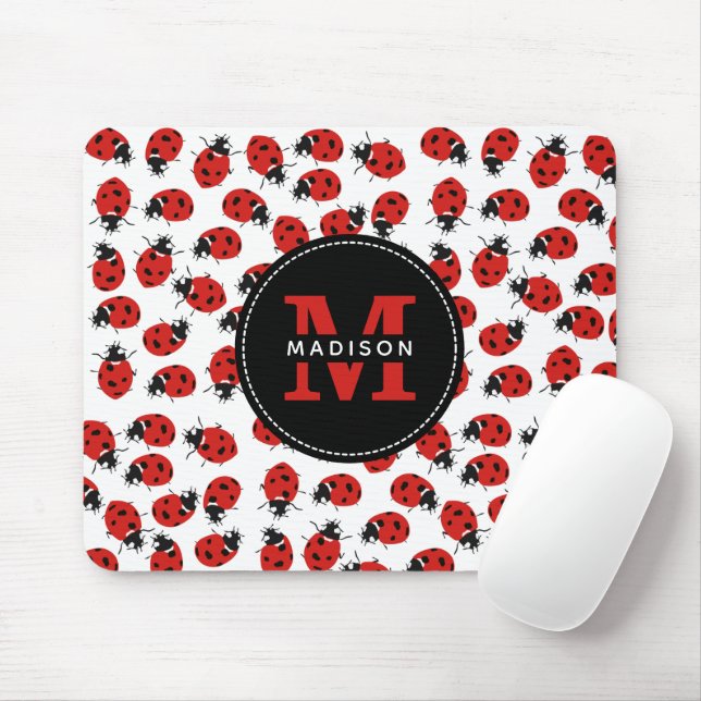 Cute Red Ladybug Pattern  Mouse Pad (With Mouse)
