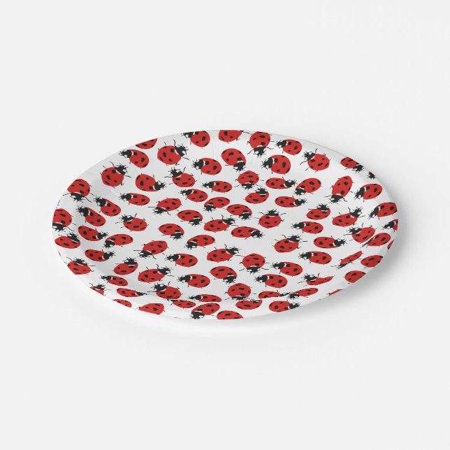 Cute Red Ladybug Pattern  Paper Plates (Angled)