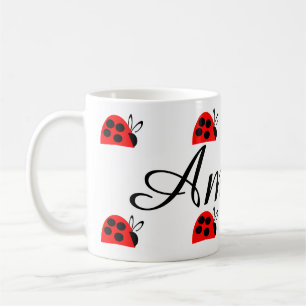 Cute Red Ladybug Personalized Coffee Mug