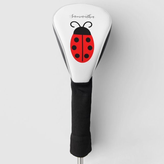 Cute Red Ladybug Personalized  Golf Head Cover (Front)