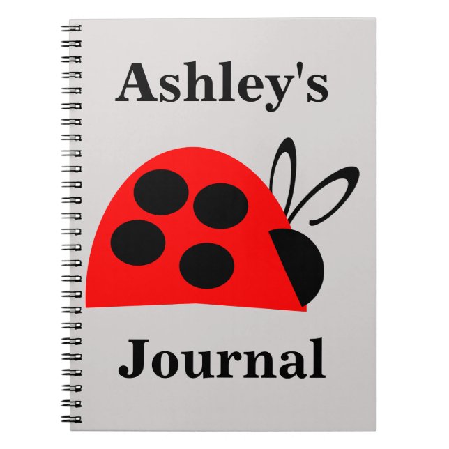 Cute Red Ladybug Personalized Journal (Front)