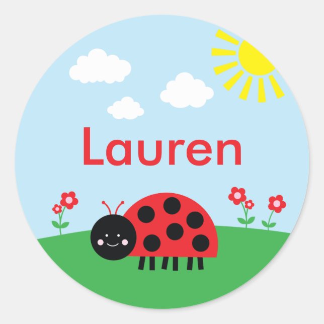 Cute Red Ladybug Personalized Labels (Front)