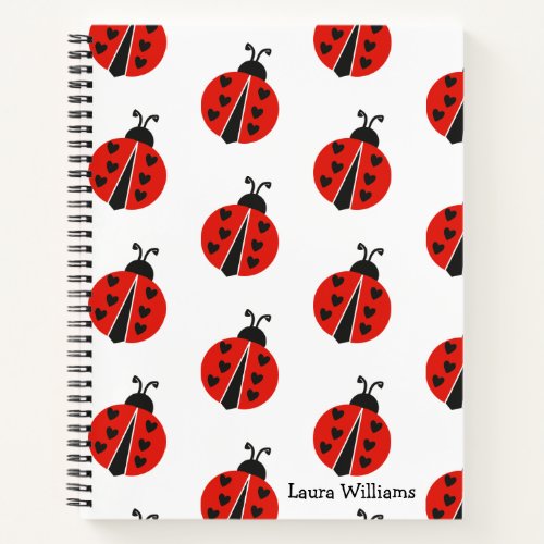 Cute Red Ladybug Personalized Notebook