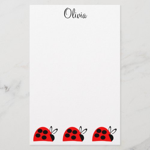 Cute Red Ladybug Personalized Stationery