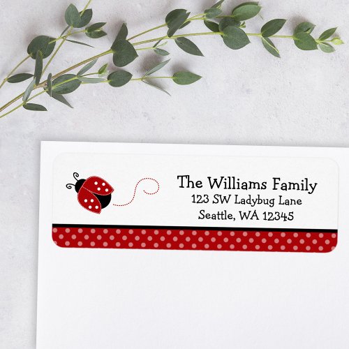 Cute Red Ladybug Polka Dot Return Address Label