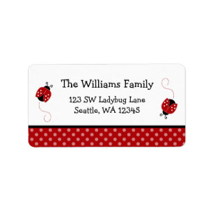 Cute Red Ladybug Polka Dot Return Address Label
