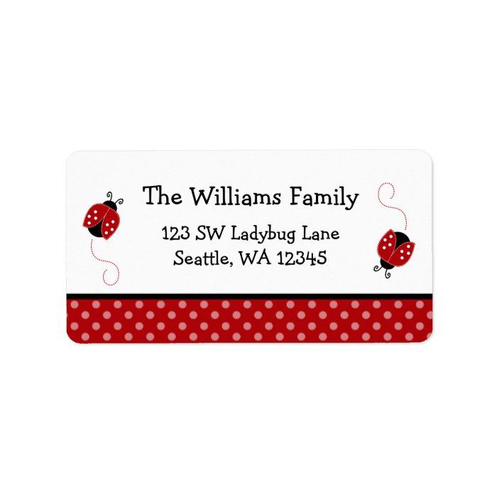 Cute Red Ladybug Polka Dot Return Address Label 