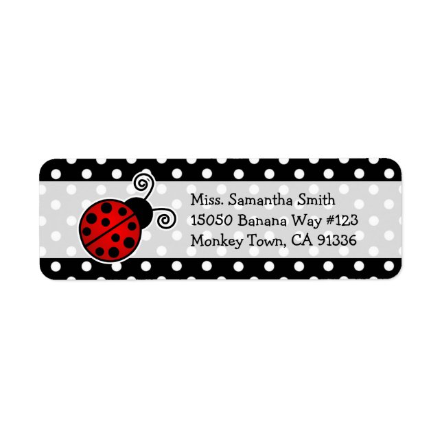 Cute Red Ladybug Polka Dot Return Address Labels (Front)