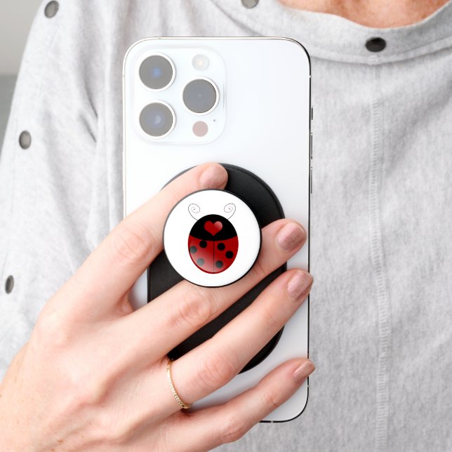Cute Red Ladybug  PopSocket (Hand)