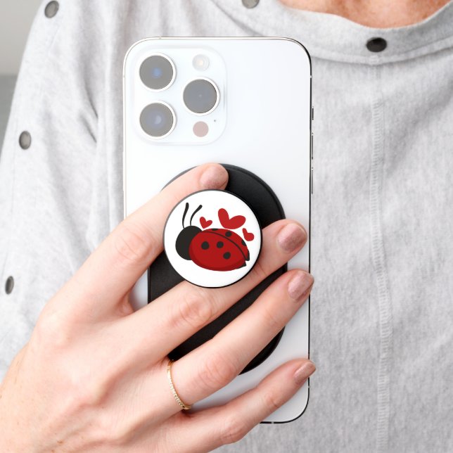 Cute Red Ladybug  PopSocket (Hand)