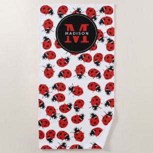 Cute Red Ladybug Theme Beach Towel