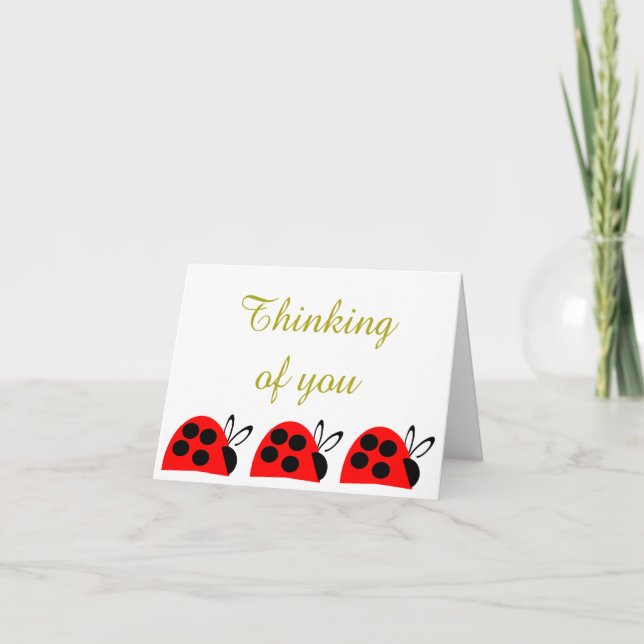 Cute Red Ladybug Thinking Of You Card (Front)
