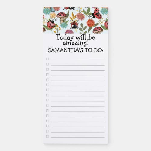 Cute Red Ladybugs Kids Custom Quote To Do List  Magnetic Notepad