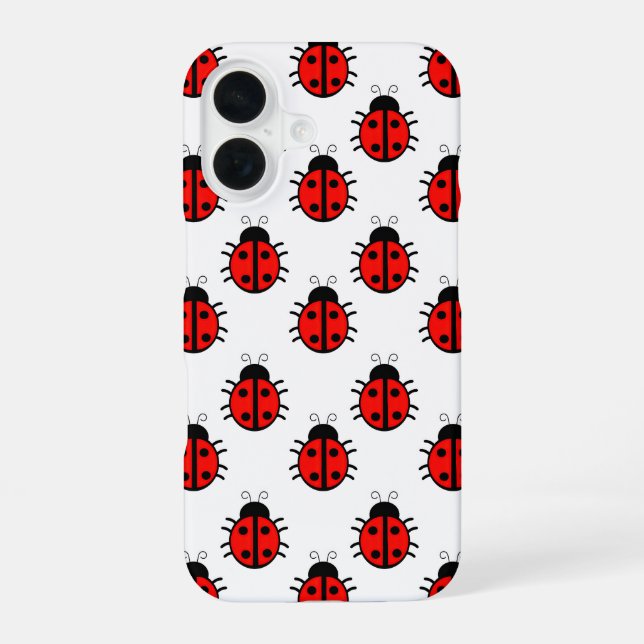 Cute Red Ladybugs Pattern and Cheerful Insect Iphone Case (Back)
