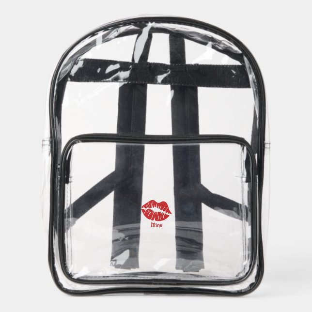 Cute Red Lips Kiss Mine  Clear Backpack (Front)