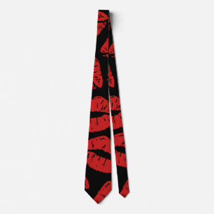 Cute Red Lipstick Kisses Kiss Lips pattern Neck Tie
