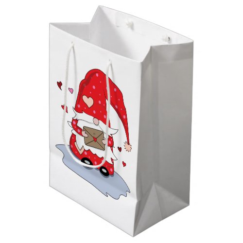 Cute Red Little Gnome Valentines Day Gift Bag