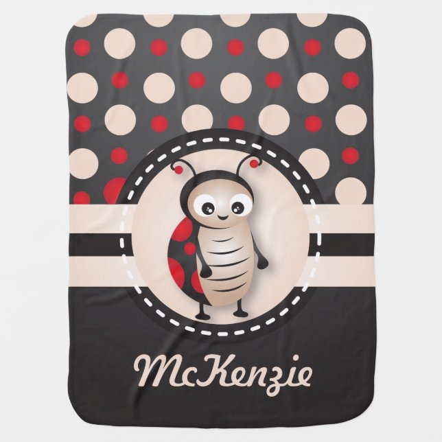 Cute Red Little Ladybug Baby Blanket (Front)