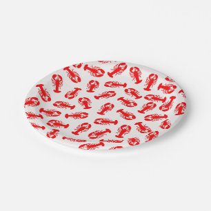 Cute Red Lobster Animal Pattern Paper Plates