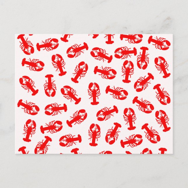 Cute Red Lobster Animal Pattern Postcard (Front)