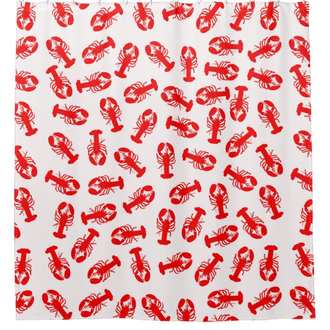 Cute Red Lobster Animal Pattern Shower Curtain (Front)