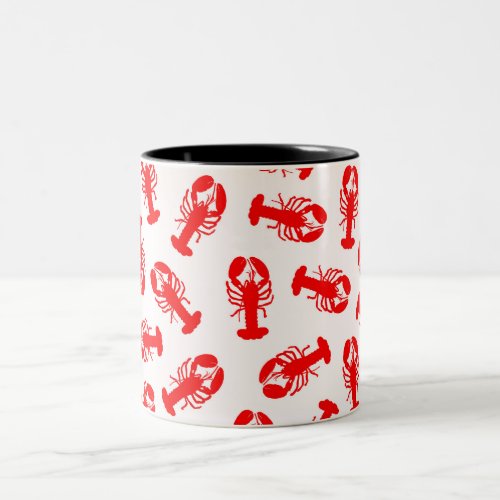 Cute Red Lobster Animal Pattern Two_Tone Coffee Mug