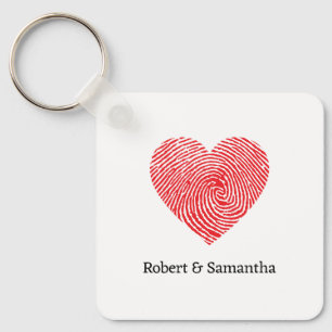 Cute red love fingerprint heart valentine's keychain