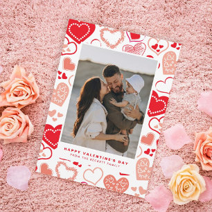 Cute Red Love Hearts Photo Valentine's Day Holiday Card