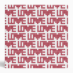 Cute red love squares lettres 3 ring binder