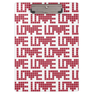 Cute red love squares lettres clipboard