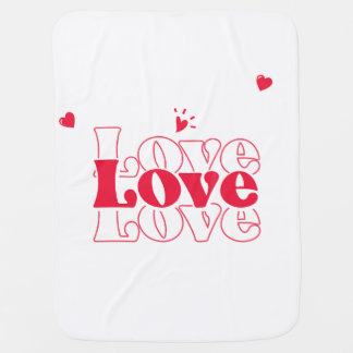 Cute Red Love Typography Graphic Design with Heart Baby Blanket