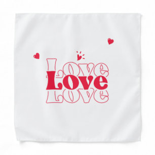 Cute Red Love Typography Graphic Design with Heart Bandana