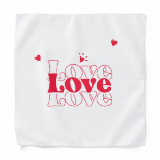 Cute Red Love Typography Graphic Design with Heart Bandana