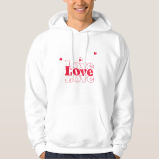 Cute Red Love Typography Graphic Design with Heart Hoodie