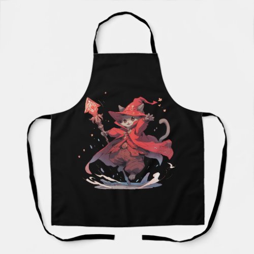 Cute Red Mage Cat Hero Apron