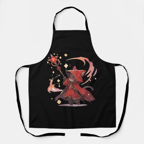 Cute Red Mage Cat Hero Apron