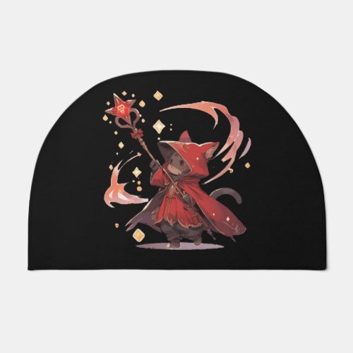 Cute Red Mage Cat Hero Doormat