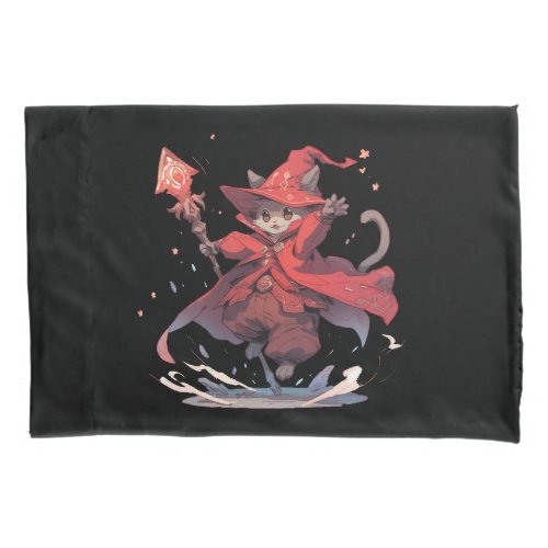 Cute Red Mage Cat Hero Pillow Case