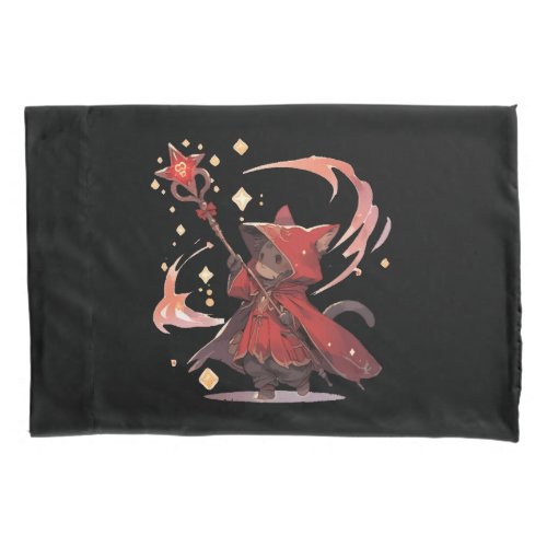 Cute Red Mage Cat Hero Pillow Case