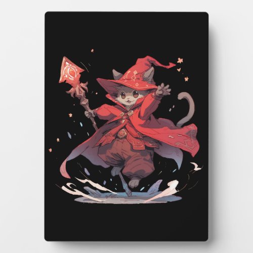 Cute Red Mage Cat Hero Plaque