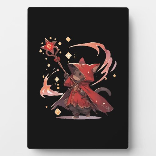 Cute Red Mage Cat Hero Plaque