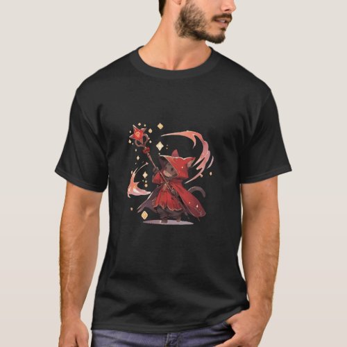 Cute Red Mage Cat Hero T_Shirt