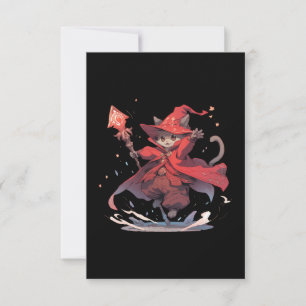 Cute Red Mage Cat Hero Thank You Card