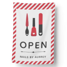 Cute Red Manicurist Nail Artist Open