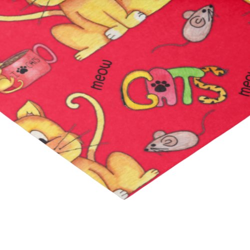 Cute Red Meow Cats Tissue Paper