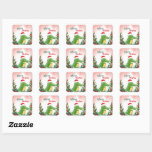 Cute Red Merry Christmas alligator Santa Xmas part Square Sticker<br><div class="desc">Cute Red Merry Christmas alligator Santa Xmas party</div>