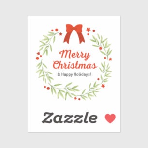 Cute Red Merry Christmas and Happy Holidays Sticker