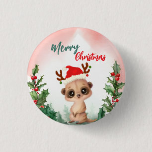 Cute Red Merry Christmas Kashmir Santa Xmas party Button