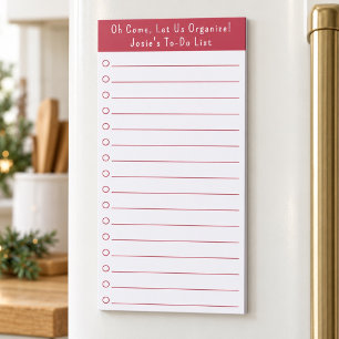 Cute Red Modern Faith Christmas Checklist Magnetic Notepad